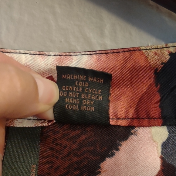 SERE NADE Abstract Print Peplum Blouse Black Cream Gold Dusty Pink - Picture 7 of 12